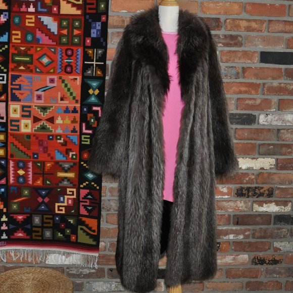 Full Length Raccoon Fur Coat Winter Jacket M 10 - Picture 7 of 9